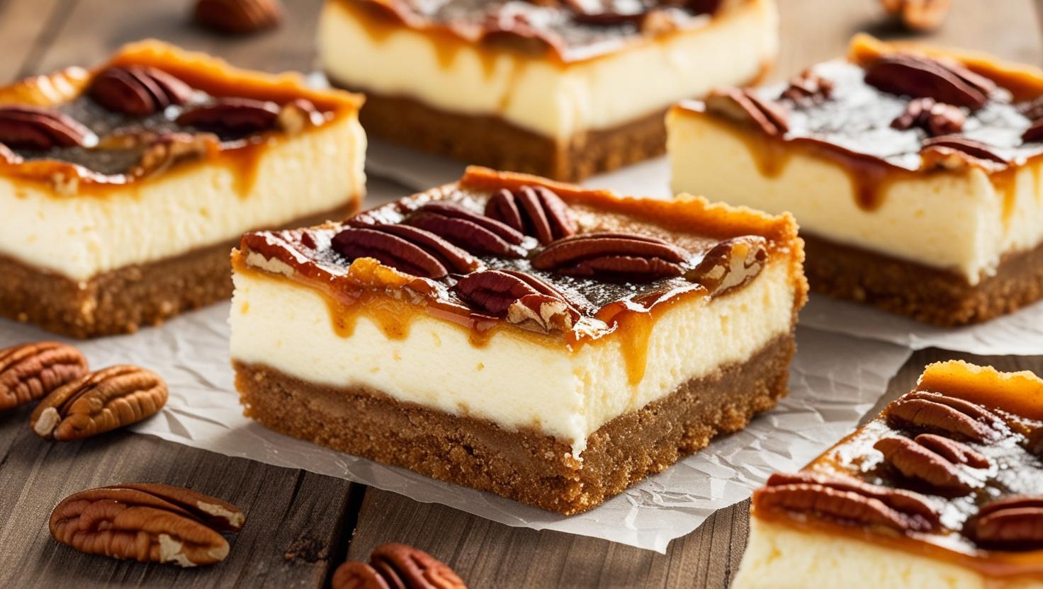 Cheesecake Pecan Crust Square Bars